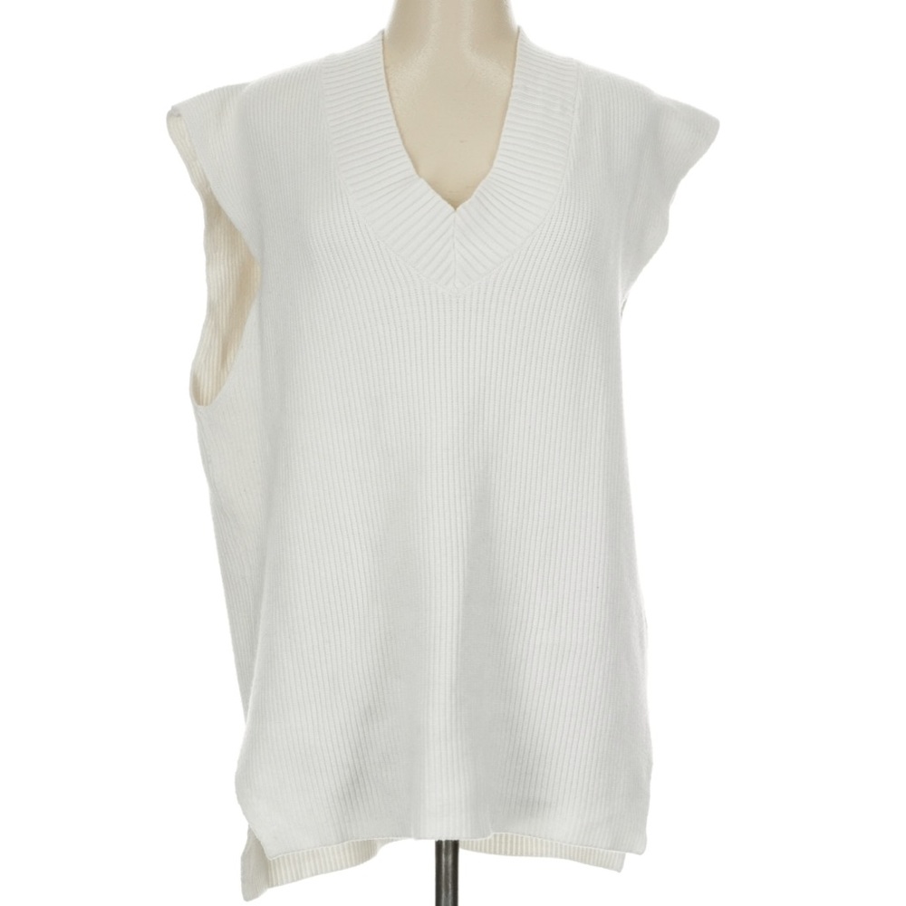 Anthropology White V neck sweater